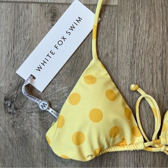 White Fox Golden Hour Bikini Top Lemon Polka Dot - Picture 3 of 6